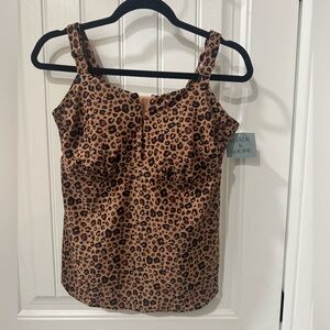 Shade & Shore Brown Leopard Print Tank Top